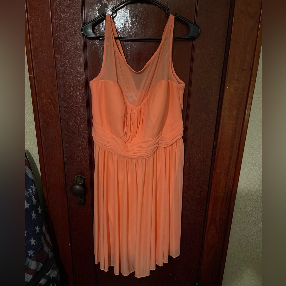 David’s Bridal Chiffon Illusion Neckline Bridesmaids Dress